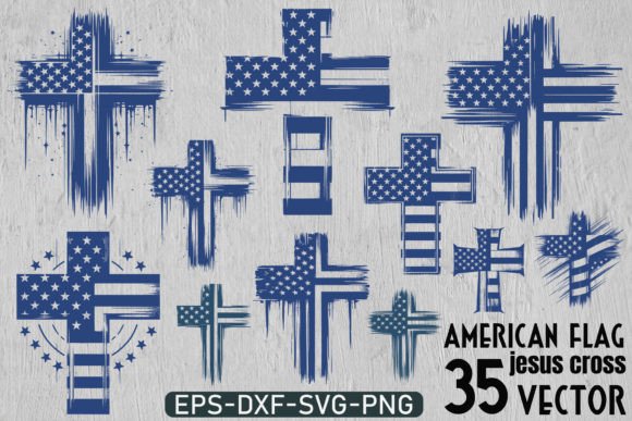 American Flag Cross Bundle: Graphics for Crafts