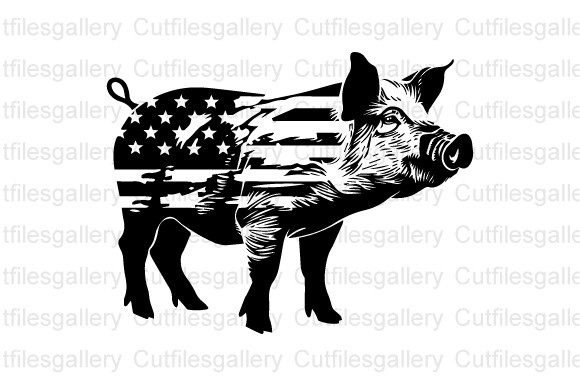 American Flag Show Pig Svg, 4th of July