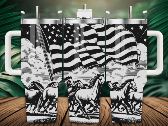 American Flag Wild Horse Tumbler: Graphics for Crafts