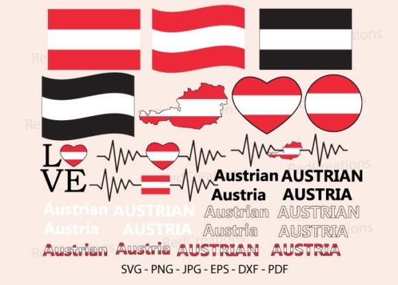 Austria Flag Bundle Svg, Heart Austrian