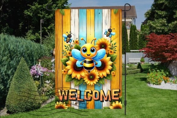 Bee Welcome Friends: Garden Flag Graphics for Crafts
