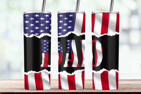 DAD American Flag 20 Oz Tumbler Wrap