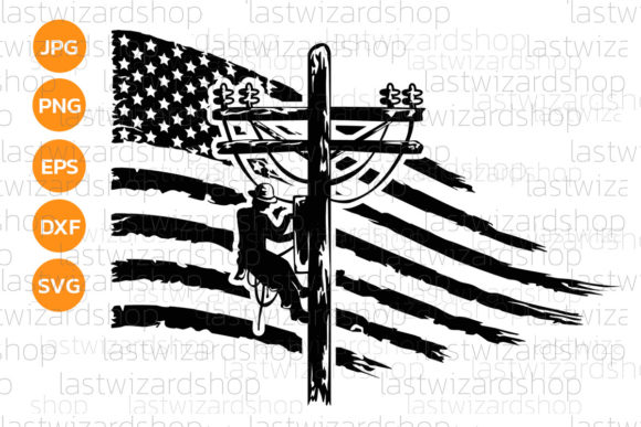 Electrical Lineman Svg, America USA Flag