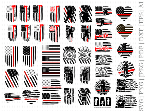 Firefighter Flag Bundle SVG for Crafts and Graphics