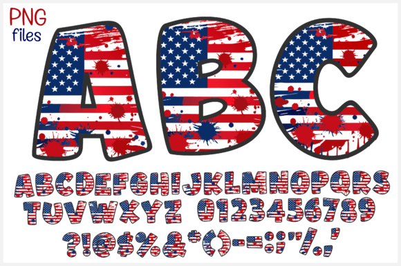 Grunge Doodle USA Flag Font: Graphics for Crafts