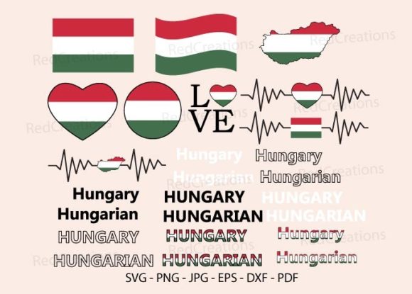 Hungary Flag Bundle: Graphics for Crafts & Blogs