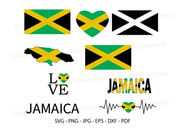 Jamaica Flag Svg, Love Jamaica, Waving: Graphics for Crafts