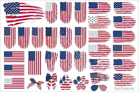 Patriotic USA Flag Graphics for Crafts