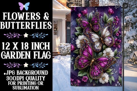 Purple Butterflies Garden Flag Design 25: Crafts & Graphics