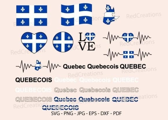 Quebec Flag Bundle Svg, Love, Waving
