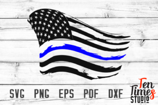 Thin Blue Line US Flag SVG Cutting Files