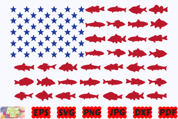USA Fishing Flag SVG for Crafts and Graphics