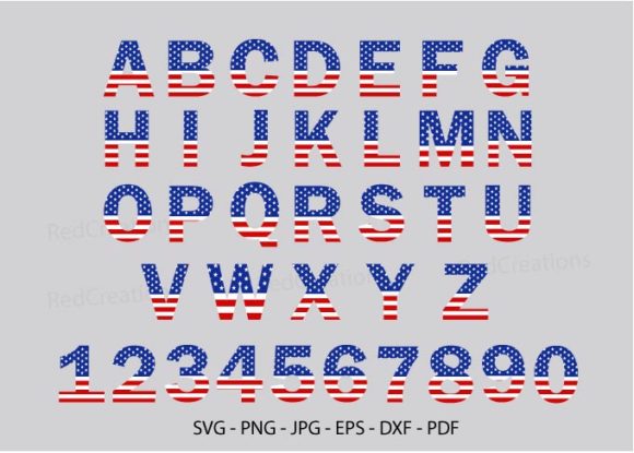 USA Flag Alphabet Numbers Graphics and Crafts