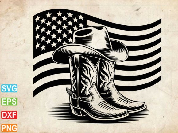 Usa Flag Cowboy Boots Svg: Graphics for Crafts