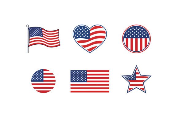 USA Flag Icon Set: Graphics for Crafts & Branding
