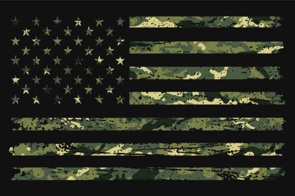USA Military Camouflage with Flag: Graphics for Crafts