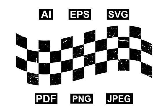 Wavy Grunge Checkered Flag Icon for Crafts & Graphics